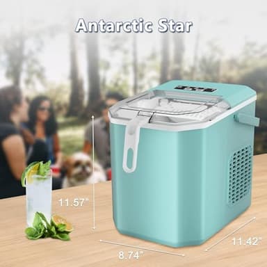 Antarctic Star Countertop Ice Maker,26lbs/24Hrs,9 Bullet Ice Cubes Every 6 Minutes,S/L,Self-Cleaning countertop ice Makers with Basket and Scoop,Perfect for Home, Kitchen, RV, Camping (Green) - Image 6