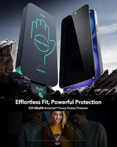 ESR 3 Pack 9H+ Glass for iPhone 16/ iPhone 15 Privacy Screen Protector, [Military Grade Shatterproof & Longest Durable] Armorite Anti-spy Tempered Glass with UltraFit Tray - Image 2
