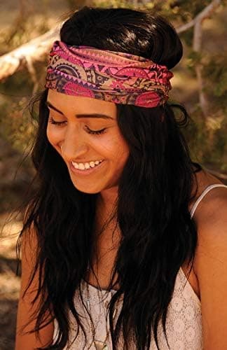 Karma Strawberry Lemonade Headband for Women - Wide - Fabric Headband and Stretchy Hair Scarf - Light Blue and Yellow - Image 6