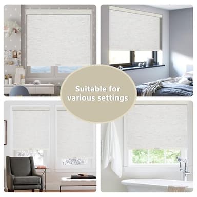 SUNOFF Cordless Blackout Roller Shades Blinds for Windows Free-Stop,Pull Down Room Darkening with Valance,Thermal Insulated Woven Fabric Window Door Blinds for Home,Office,Linen 58" W x 72" L - Image 6