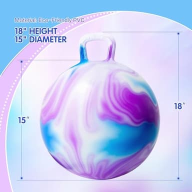 INPANY Hopper Ball, 18 Inches Bouncy Ball with Handles, Bouncing Bounce Balls Hopper, Inflatable Jumping Hopping Toys for Kids Ages 3-6, Hoppity Hop Girls Boys Gifts, Pump Included - Image 3