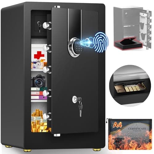 8.1 Cuft Extra Large Biometric Safe for Home Use Fire and Water Proof, Heavy Duty Fingerprint Safe Security Box with [Hidden Lock Box], Fireproof Safes for Home Business Office USE - Image 1