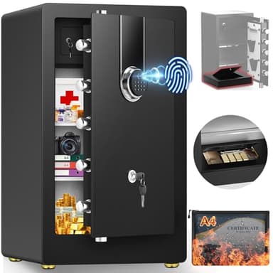 8.1 Cuft Extra Large Biometric Safe for Home Use Fire and Water Proof, Heavy Duty Fingerprint Safe Security Box with [Hidden Lock Box], Fireproof Safes for Home Business Office USE - Image 1
