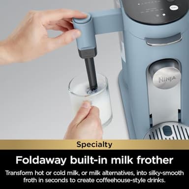 Ninja Pod & Grounds Specialty XL Single-Serve Coffee Maker, K-Cup Pod Compatible, Brews Grounds, Compact Design, Built-In Milk Frother, 68-oz. Reservoir, 6oz. Cup-24oz. Mug Sizes, Denim Blue, PB055ABL - Image 5