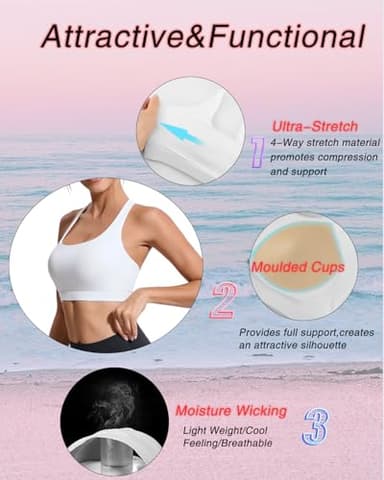 RUNNING GIRL Sports Bras for Women High Support,Racerback Workout Bra Moulded Cup High Impact Sports Bra for Women Large Bust(WX3046 White L) - Image 6