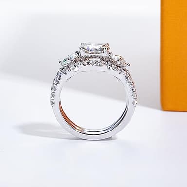 AimiIee Moissanite Wedding Rings Bridal Set 3.7CTTW D Color VVS1 Clarity Round Brilliant Cut Lab Grown Diamond S925 Sterling Silver Wedding Band Engagement Rings Christmas Gift for Women with Certificate(8.5) - Image 6