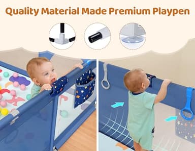 CoziBB Baby Playpen with Mat, 71" × 59" Extra Large Playpen for Toddler, Baby Playard with Breathable Mesh, Fence Play & Sleep Area for Indoor & Outdoor - Image 5