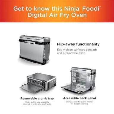 Ninja Digital Air Fry Countertop Oven, 8-in-1 Functionality, 1800W, Flip-Up Design, XL Capacity, Air Fry Basket, Wire Rack & Crumb Tray, Silver, SP101 - Image 5