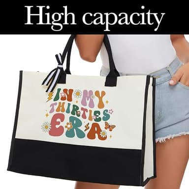 Ajgvf 30th Birthday Decorations for Her 30th Birthday Gifts for Women 30th Birthday Gift Ideas 30 Year Old Birthday Gifts for Women Mom Grandma Sister Friend Wife Coworker with Canvas Tote Bag Blak - Image 4