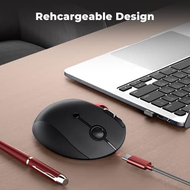 seenda Wireless Trackball Mouse Ergonomic - Bluetooth Rollerball Mouse Rechargeable, Multi Devices Connection Thumb Control Mice Compatible for Mac/Android/Windows Computers - Black&Red - Image 5