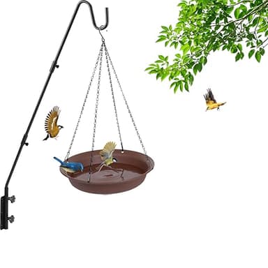 VUWEZ Hanging Bird Bath, Hanging Bird Water Feeder for Outdoors, Feeder Bowl, 1 Pack Birdbath Tray Accessories for Outside, Plastic Birdbaths Tray for Garden Patio Decoration (20", Chocolate) - Image 4
