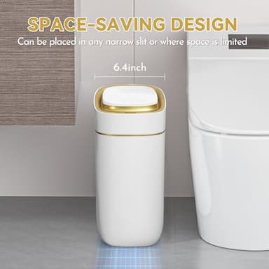 ELPHECO Automatic Bathroom Trash Can with Lid 2.5 Gallon Slim Sensor Garbage Can, 9L Narrow Plastic Trash Bin, Waterproof Motion Sensor Trash Bin for Bedroom, Living Room, Narrow Space, Golden - Image 6