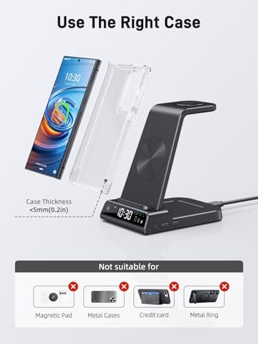 Wireless Charger for Samsung Charging Station, 3 in 1 Android Phone Charger for Samsung Galaxy S25 Ultra/S24 Ultra/S23/Z Fold7/Flip7, Galaxy Watch 8/8 Classic/Ultra/7/6/5, Galaxy Buds 3 Pro/3 - Image 6