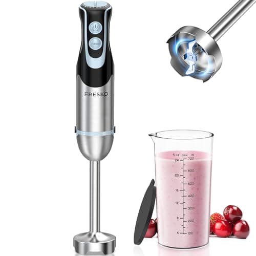 FRESKO Immersion Handheld Blender 500W with 700ml Beaker, 12-Speed & Turbo Mode Hand Blender Stick, 304 Stainless Steel Blades - Image 1