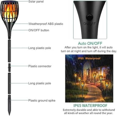 Solar Lights Outdoor 99 LED Higher & Larger Flickering Flame Solar Torch Light 43" Waterproof Outdoor Lighting Solar Powered Pathway Lights Christmas Decorations for Garden Patio Yard (Vertical bar) - Image 2