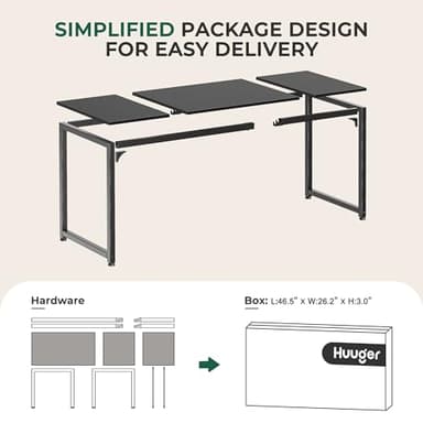 Huuger Modern Simple Office Desk, 63 Inch, Gaming & Writing Desk with Storage, Large Legroom, Metal Frame, Black - Image 9