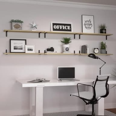 WOPITUES Wood Floating Shelves Set of 6, 24 inch Long Floating Shelves for Wall Decor, Farmhouse Shelf for Bedroom, Bathroom Storage Shelves, Book Shelves for Living Room - Rustic Brown - Image 7