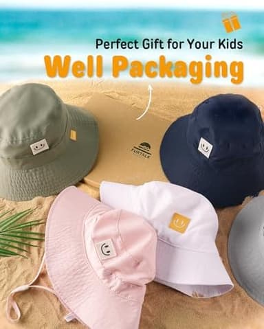 FURTALK Baby Sun Hat Smile Face Toddler Boys Girls Bucket Hat 0-5 Years Kids UPF 50+ Sun Protection Summer Hats - Image 7