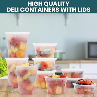 WGCC Deli Containers With Lids 48 Sets - Disposable Soup Container 8oz, 16oz, 32oz - Plastic Food Storage, Leakproof, BPA Free, Microwave/Freezer/Dishwasher Safe - Image 4