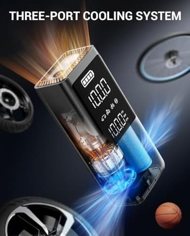 AVAPOW Tire Inflator Portable Air Compressor, 150 PSI Cordless Car Tire Air Pump with Pressure Gauge, 3.7″ LCD Screen, Auto-Shuts Off Tire Pump for Car, Motorcycle, Bike, Balls - Image 4