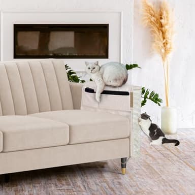 Cat Scratch Sofa Protector,27.6L*19.6Winch Cat Scratch Furniture Protector Pad Couch Arm Sheild with Natural Sisal for Protecting Couch Sofa Chair Furniture（Beige/Left Handed - Image 7