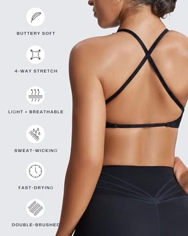 Aoxjox Women's Workout Sports Bras Fitness Sienna Low Impact Bra Yoga Crop Tank (Cloud Black, Small) - Image 4