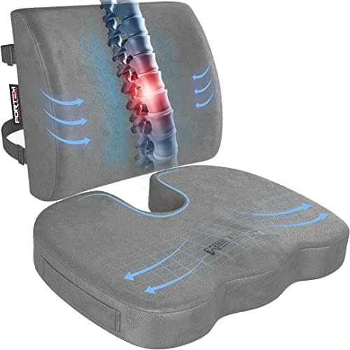 FORTEM Office Chair Cushion and Back Support for Office Chair, Lumbar Support Pillow, Memory Foam, Non Slip Sitting and Back Rest for Gaming, Car Seat Cushion, Chair Pad - Image 1