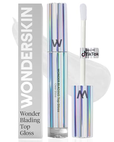 Wonderskin Lip Gloss Blading Top Gloss, Clear Glitter Lip Gloss, Hydrating and High Shine Finish Lip Makeup (Clear Shine) - Image 1