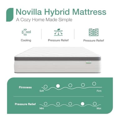 Novilla Twin Mattress, 10 Inch Twin Hybrid Mattress for Kids, Pocket Innerspring Pillow Top Mattresses for Motion Isolation, Pressure Relief & Edge Support, Medium Firm Feel - Image 4