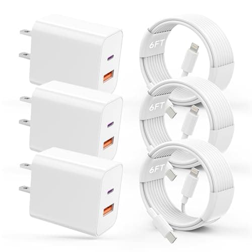 USB C Charger iPhone Charger Fast Charging 3Pack 20W PD+QC3.0 USB A Dual Port Wall Charger Block with 6FT USB C to Lightning Cable Compatible with iPhone 14 Pro Max/13Pro/12/11/XS/XR/X - Image 1