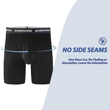 BAMBOO COOL Men's Long Boxer Briefs Performance Long Leg Sports Boxer Brief Underwear MultiPack - Image 3