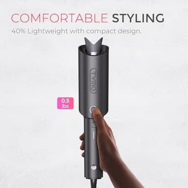 TYMO Automatic Rotating Curling Iron - TYMO CURLPRO Beach Waves Curling Wand, Portable Hair Curler, 500 Million Ionic, Dual Voltage & Lightweight for Travel, Ceramic Coating, 1 Inch, Metallic Gray - Image 7