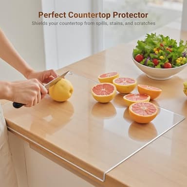 Acrylic Cutting Board with Counter Lip, 17.5x13.5 Inch Clear Cutting Boards for Kitchen Counter, Large Cutting Board Non Slip for Countertop Protector, Apartment Essentials Kitchen Decor Gifts - Image 2
