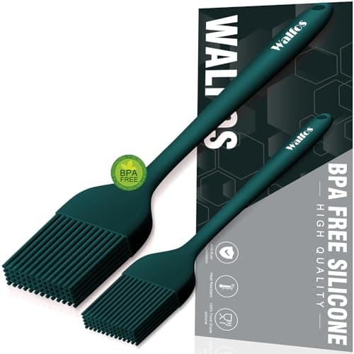 Walfos Silicone Basting Pastry Brush, 2 Size Pastry Brush Set, Perfect for BBQ Grill Kitchen Cooking, BPA Free and Dishwasher Safe, 2 Pcs (Ink Green) - Image 1