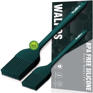 Walfos Silicone Basting Pastry Brush, 2 Size Pastry Brush Set, Perfect for BBQ Grill Kitchen Cooking, BPA Free and Dishwasher Safe, 2 Pcs (Ink Green) - Image 1