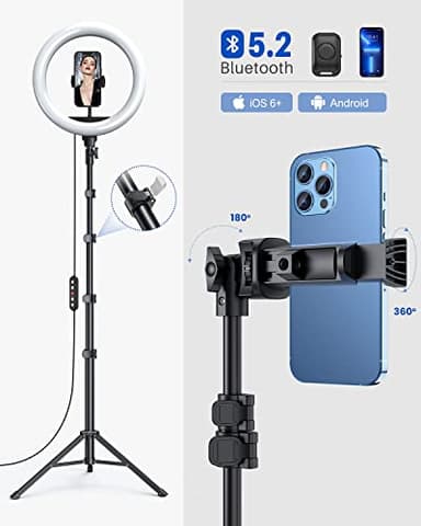 Weilisi 12'' Ring Light with Stand 72'' Tall & 2 Phone Holders,38 Color Modes Selfie Light with Tripod Stand, Big LED Ring Light for iPhone/Android/Camera,YouTube,Makeup - Image 4