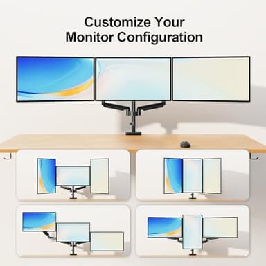 MOUNT PRO Triple Monitor Mount, 3 Monitor Desk Mount for Three Screens up to 32 Inch, Full Motion Gas Spring Heavy Duty Arm Hold up to 19.8lbs Each, Black - Image 5