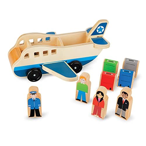 Melissa & Doug Wooden Airplane Play Set with 4 Play Figures and 4 Suitcases - Image 1