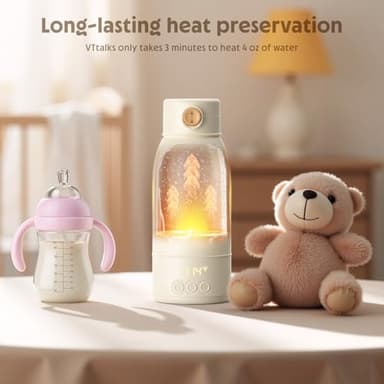 Portable Bottle Warmer for Travel, 17.5 OZ Large Capacity Baby Milk Warmer for Breast Formula and Water with Fast Heating & Faster Charger Baby Bottle Warmer On The Go for Car, Airplane - Image 3