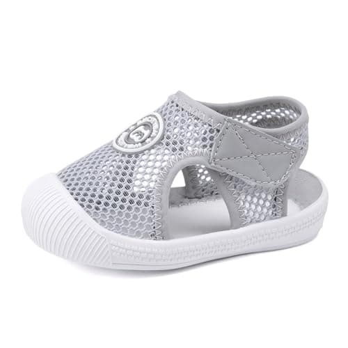 BMCiTYBM Baby Sandals Boy Girl Closed Toe Summer Sandals Lightweight Shoes Infant Non-Slip First Walking Sneakers 6 9 12 18 24 Months Grey Size 18-24 Months Toddler - Image 1