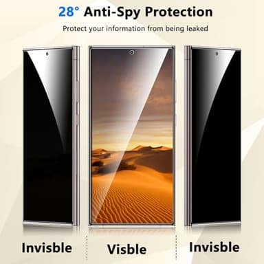 Fotbor for Samsung Galaxy S24 Ultra 28° Privacy Screen Protector with [3s Installation Frame], Case Friendly 9H+ Tempered Glass 2Pack - Image 3