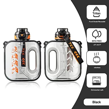 TKK Half Gallon Water Bottle Jug with Straw, Large Capacity Plastic Water Bottle, Dishwasher Safe, 1/2 Gallon 64 Oz, BPA Free Tritan for Gym, Yoga, Travel, Camping, Outdoor, Black - Image 5