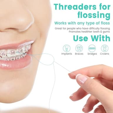 Floss Threaders, 400 Count Threaders for flossing, Dental Floss Threader for Braces, Bridges, Implants, Permanent Retainer (Pack of 4) - Image 2