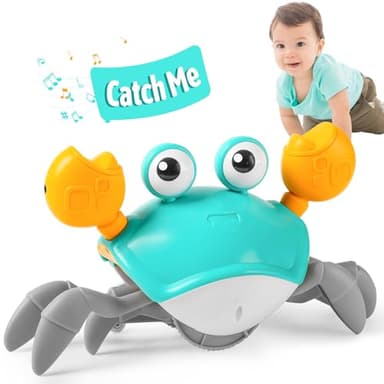 Crawling Crab Baby Toy Infant: Tummy Time Toys for Babies 3 6 9 12 18 24 36 Months, Walking Dancing Sensing Crab for Toddler 1 2 3 4 Year Old, 1st Music Birthday Gifts for Boys Girls - Image 1