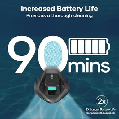 (Renewed) AIPER Cordless Robotic Pool Cleaner with Retrieval Hook, Pool Vacuum Lasts 90 Mins, LED Indicator, Self-Parking, Ideal for Above-Ground Flat Pool up to 860 sq.ft,Grey - Image 4
