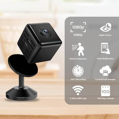 Kxrgnst Hidden Cameras -WiFi Wireless -Nanny Cam -1080P HD Security Camera-Best Mini -Car Cameras for Surveillance-Surveillance Camera with Motion Detection and Night Vision - Image 2