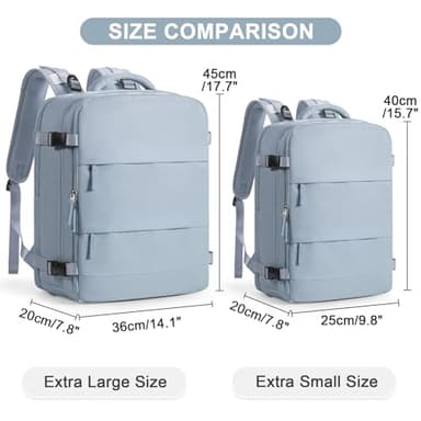 Large Travel Backpack Carry on Flight Approved Mochila De Viaje Carry on Backpack for Airplanes Spirit Airlines Personal Item Bag 18x14x8 Inches Travel Bag Traveling Backpack for Women Men Grey Blue - Image 3