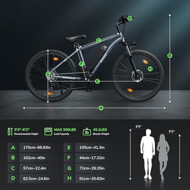 isinwheel M10 Electric Bike for Adults with 374.4Wh Removable Battery, 55 Miles 20MPH Commuting Electric Mountain Bike with 500W Brushless Motor, 35 Speed, 26" Tires and Front Fork Suspension (Black) - Image 9