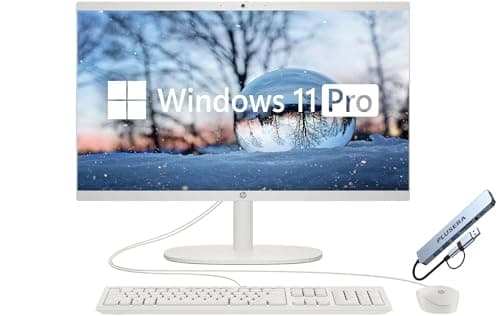 HP 21.5" FHD All-in-One Desktop Computer, 32GB RAM 1.5TB Storage (1TB SSD+512GB Docking Station Set), Dual-Core Intel Celeron, Windows 11 Pro with Microsoft Office Home & Business Included, Snow White - Image 1