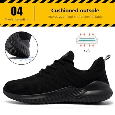 Tinefiy Steel Toe Shoes for Women Lightweight Comfortable Slip Resistant Safety Work Sneakers Cushion Puncture Proof Shoes Indestructible Shoe Size 8 - Image 5